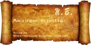 Maczinger Brigitta névjegykártya